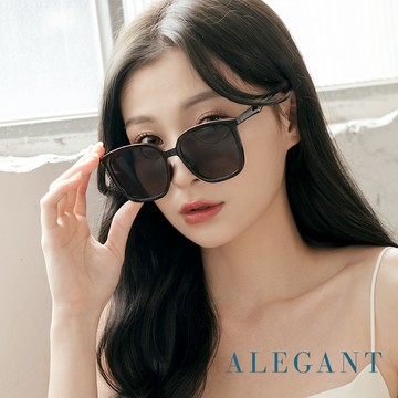 【ALEGANT】雅藝黑復古風格輕量橢圓方框墨鏡/UV400太陽眼鏡