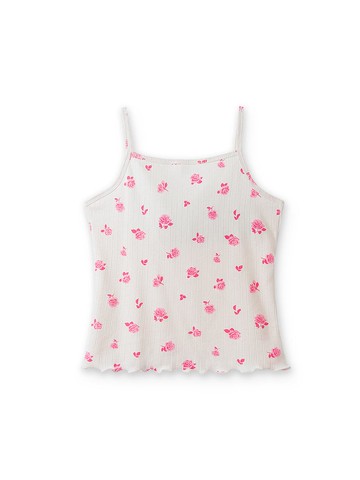 Sleeveless Cotton Ribbed Lace Top