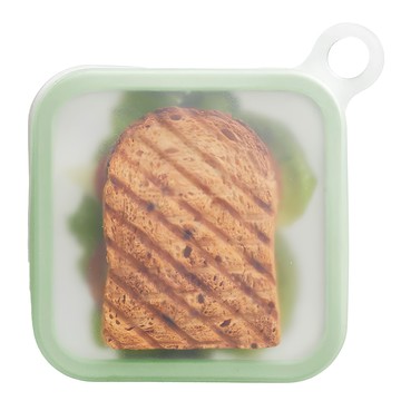 好物良品 矽膠三明治吐司便當盒 15.5cm 綠色 無異味易清洗 方便外出攜帶  1個