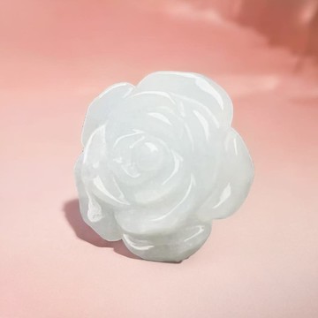 白翡翡翠牡丹花 | 裸石 | 天然緬甸玉翡翠A貨 | 送禮