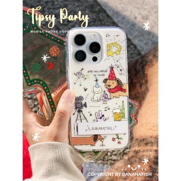 【 生日微醺派對】香蕉魚原創金屬支架手機殼適用iPhone17promax蘋果16pro小眾設計高級感15雙層IMD磨砂殼