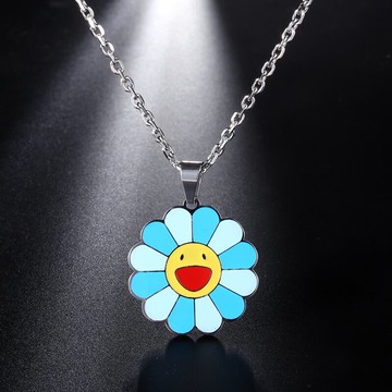 韓版太陽花項鏈男士鈦鋼吊墜個性潮男嘻哈掛件簡約學生配飾品網紅