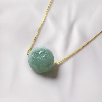 飄綠花翡翠雕花路路通 | 天然緬甸玉翡翠A貨 | 送禮