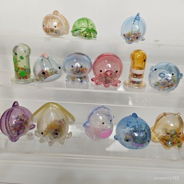 🍀臺灣出貨🍀日本 昭和中古 透明 彩珠 海洋生物 水族館寶石扭蛋 日本可愛全套禮物