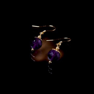 小優雅系列｜紫水晶耳勾式耳環 E0009