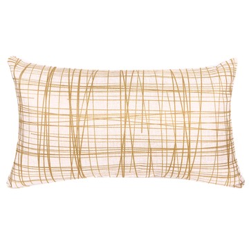 Life 北歐簡約 棉麻舒適長型抱枕 腰靠枕 線型黃  48 x 29cm