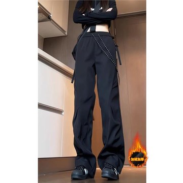 美式機能軟殼沖鋒褲女秋冬加絨加厚小個子褲子戶外防水登山工裝褲