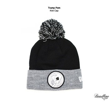 DEADLINE Trump Pom Knit Cap 骷髏貼布毛帽
