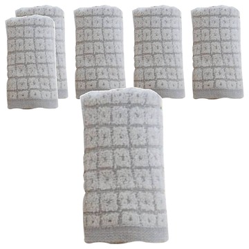 SHING LONG TEXTILE 台灣興隆毛巾 小方格銀竹炭方巾  6條  灰色