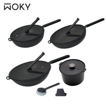 【WOKY 沃廚】恰恰鍋26CM深煎鍋、28CM平煎、28CM淺煎鍋、32CM炒鍋(台灣製無塗層)