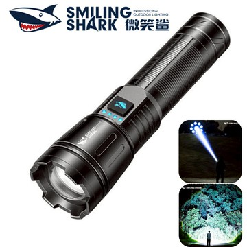 微笑鲨正品 LED 强光手電筒 高亮M60 7000流明 5檔位白光帶電顯 Type-c充電 防水戶外照明 SD5407