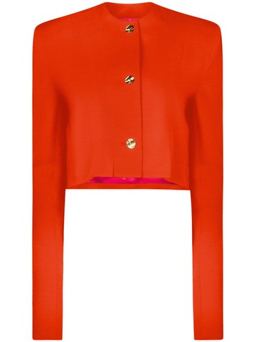 Nina Ricci - collarless cropped wool jacket - women - Wool - 42 - Orange