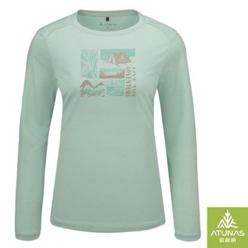 【歐都納 ATUNAS】女 循環長袖排汗T恤.經典百搭.快乾排汗衣. A6TS2537WC 粉綠