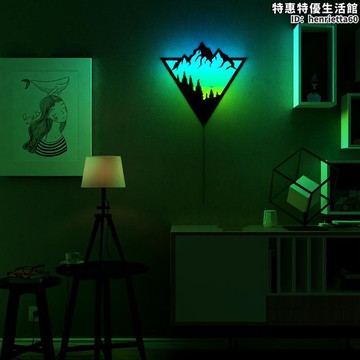 新品上市!!熱門爆品！！【可刷卡】創意北歐壁燈客廳臥室rgb氛圍裝飾led燈三角形幻彩背景牆壁燈