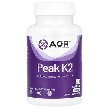 Advanced Orthomolecular Research AOR, Peak K 2，90 粒素食膠囊