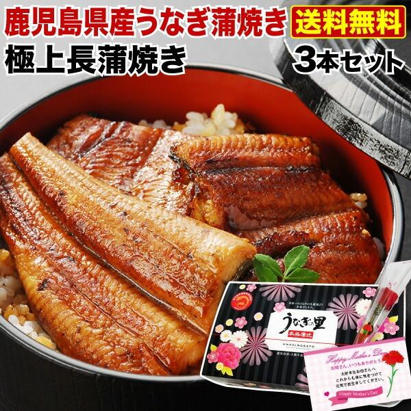 ポイント5倍 母の日  プレゼント 60代 70代 うなぎ  鹿児島産 ブランド鰻 極上長蒲焼き3本 ギフトBOX お洒落な専用ギフトBOXでお届け クール