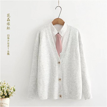 V領針織開衫女初高中女生秋冬裝毛衣外套學生少女軟萌妹針織衫