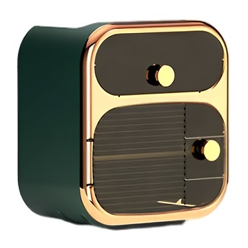 壁掛衛生紙盒 頂部置物台 底部抽拉 抽取式/捲筒皆通用  04 綠金雙層  1個