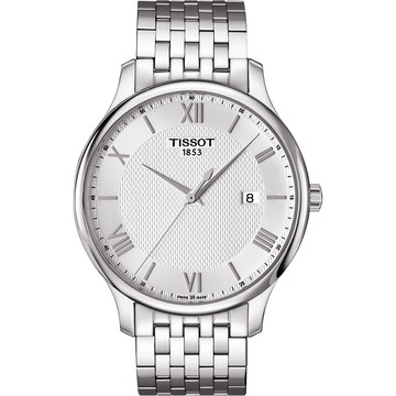 TISSOT Tradition 羅馬經典大三針石英腕錶-銀/42mm T0636101103800