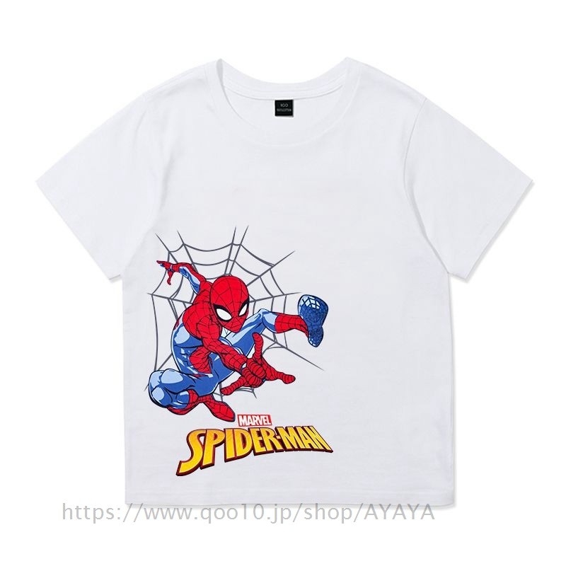 スパイダーマン 子供服 半袖 綿Tシャツ トップス バイカラー 通学着 ...