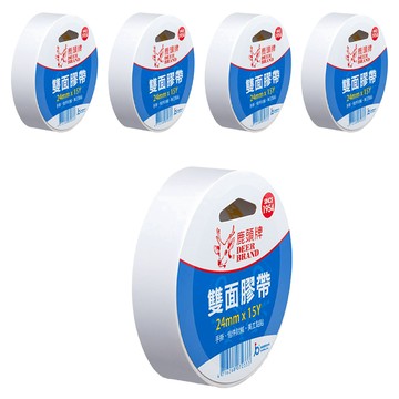 DEER BRAND 鹿頭牌 薄型手撕雙面膠帶 DFS3 24mm x 15Y  透明色  5捲