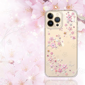 iPhone 13全系列 水晶彩鑽防震雙料手機殼-天籟之櫻