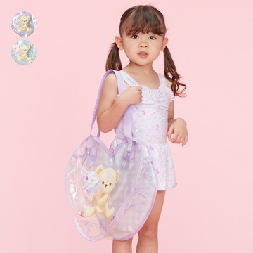 現貨  小熊印花心形沙灘包 游泳包