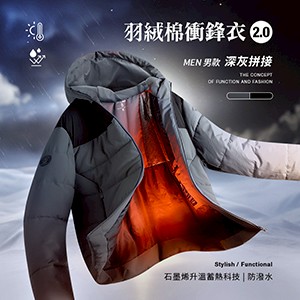 科技Clo+蓄熱防潑水機能防風禦寒羽絨棉衝鋒衣2.0