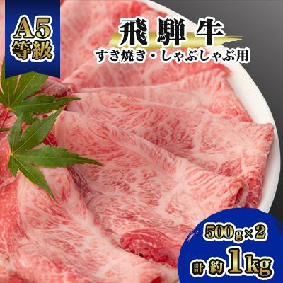 ふるさと納税 神戸町 飛騨牛A5等級　モモ・カタ肉スライス　約1kg(500g×2)