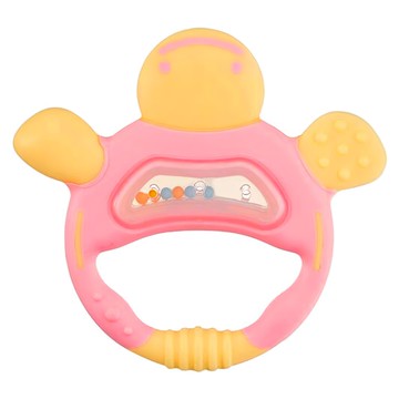 Richell 利其爾 固齒器 手指形狀 附保潔盒 柔軟材質 獨立分咬 多種形狀 凹凸部位 搖晃發聲  粉紅色  1個