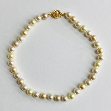 玻璃珠寶石混色全結珠項鍊 / 10mm 約 42cm / 黃色混色 / made in japan