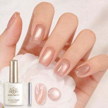 BORN PRETTY 桃粉色貓眼磁性凝膠指甲油帶磁鐵清漆春夏沙龍凝膠美甲美甲 15ml