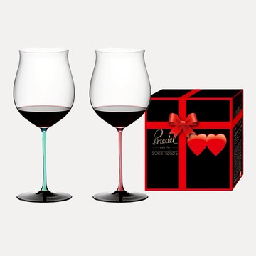 【Riedel】【夫妻送禮推薦】Sommeliers Black Series Burgundy 勃根地手工紅酒杯-粉紅薄荷綠限定款-2入 客製卡片手工杯 紅酒杯 水晶酒杯 葡萄酒杯 酒杯組