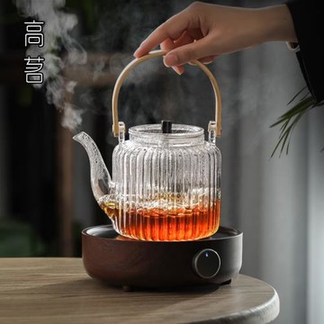 高茗煮茶壺2025新款玻璃茶壺燒水壺電陶爐提梁壺高硼硅泡茶家用