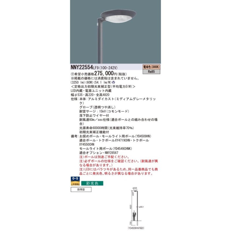 panasonic パナソニック 街路灯 LED NNY22554LF9 LINEショッピング