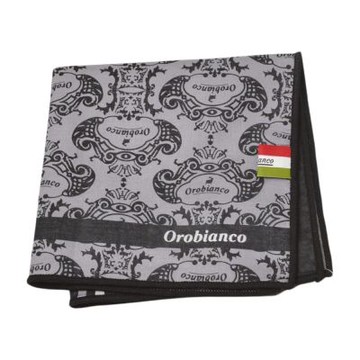 Orobianco 灰底巴洛克紋棉質小方巾(25CM)