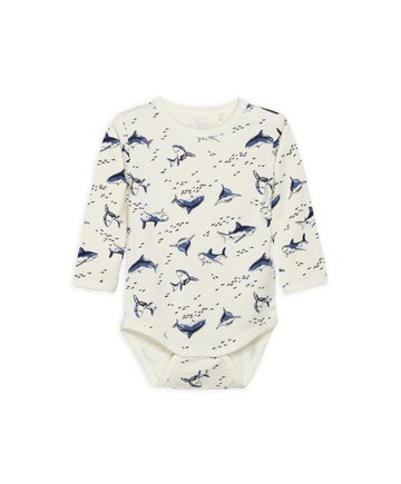 鯊鯊惡作劇-竹纖維長袖包屁衣74cm