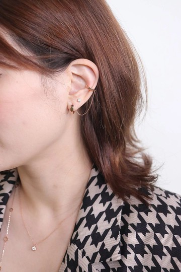 14K 單鑽鍊耳夾鎖珠耳環 (單個)耳骨 耳窩 不退色