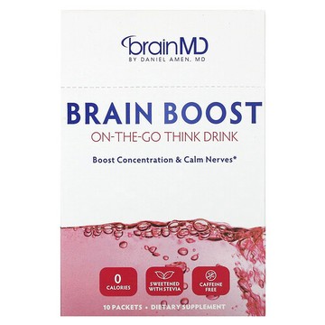 BrainMD, 腦力提高，旅途中思考飲品，無咖啡萃取，10 包