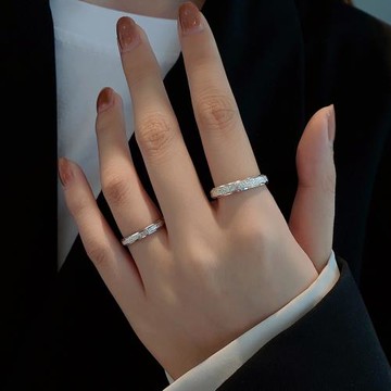 925純銀戒指男小眾設計高級感單戒對戒一對情侶款食指女素圈禮物