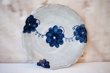 手作繾綣花系列  花邊盤 Ø15cm 餐盤 骨盤 水果盤 點心盤