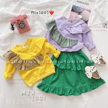 🌈秋冬❄️韓版質感兒童造型拼布上衣✨兒童造型上衣 5-17