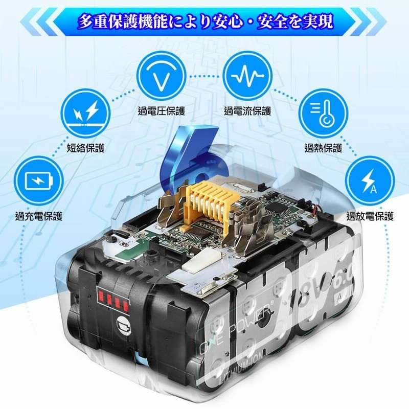 OnePower マキタ 18V バッテリー BL1860B 18V 6000mAh マキタ OnePower マキタ 18V バッテリー BL1860B 18V 6000mAh マキタ