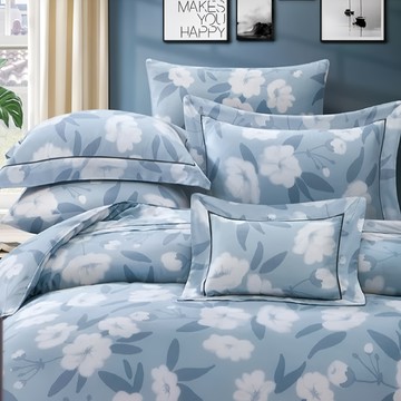雙人薄床包兩用被四件組 100%天絲 60S  床包 + 被套 + 枕頭套  188 x 152cm + 212 x 182cm + 75 x 45cm  佐依 藍色