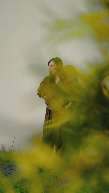 橄欖綠腰綁帶寬鬆長褲