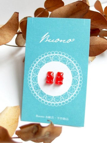 *福利品 / 展示品* 草莓UV小熊軟糖 不鏽鋼 耳針