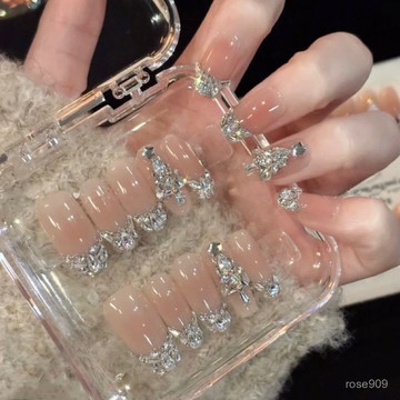 ➕最新設計款穿戴甲💅【星願樹】秋冬聖誕款純手工穿戴甲氣質僊女顯白穿戴式高級感10片短梯穿戴甲 UQH1