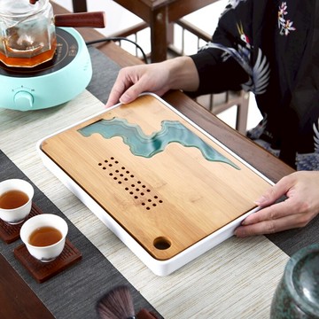 晟窯竹制干泡茶盤儲水整套功夫茶具家用日式簡約茶海現代客廳茶盤