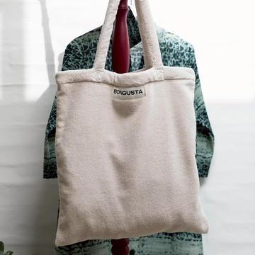 丹麥 Bongusta 柔軟毛巾布 純色托特包 粉灰