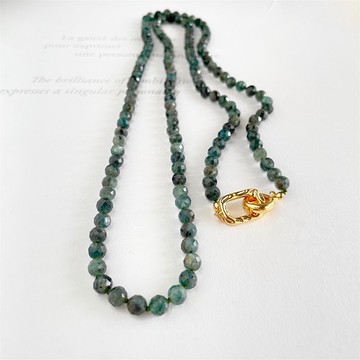 神秘的藍綠色 深綠色 螢石長項鍊